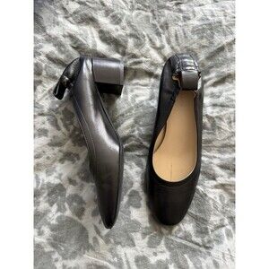 Everlane Italian Leather Day Heel 7.5 Black Elastic Back Comfort Block Heel